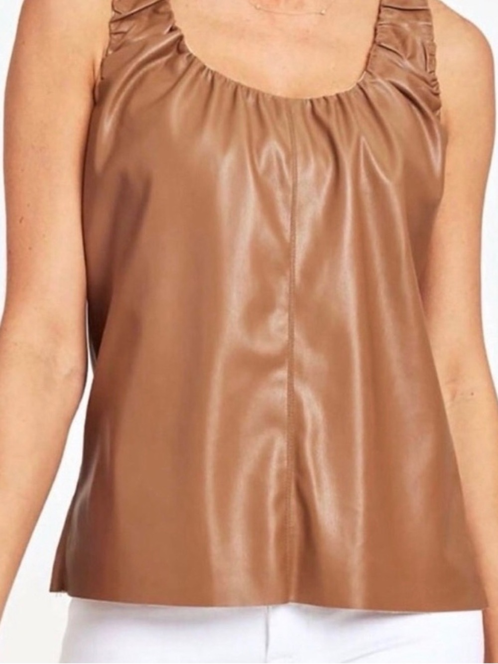 Dolce Cabo Brown Faux-Leather Sleeveless Tank Top